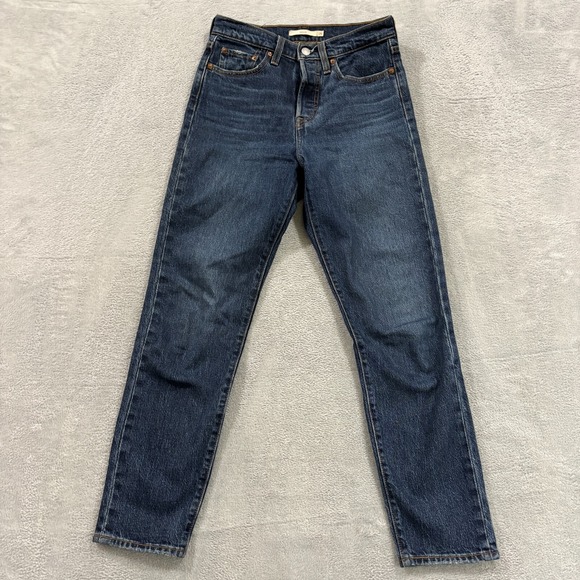 Levi's Wedgie Premium‎ Jeans Women's 25 Mid Rise Blue Denim Stretch Button Fly - Picture 1 of 13